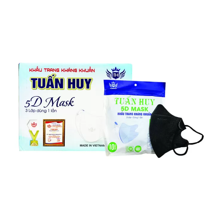 Khẩu Trang 5D Mask Tuấn Huy Đen Thùng 100 Cái
